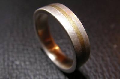 Silver ring with gold band