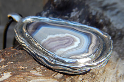 silver and jasper oyster shell pendant